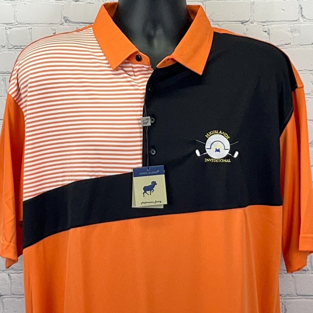 Horn Legend Highlands Invitational Golf Performance Polo Shirt XL X-Large Orange